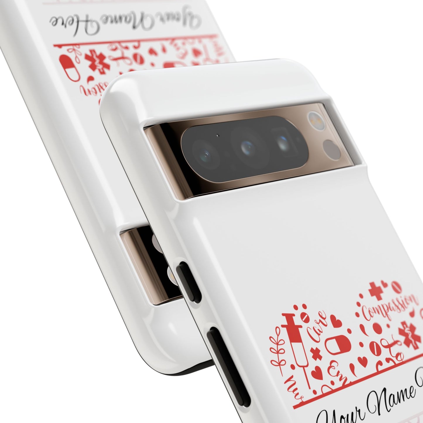 Google Pixel Tough Case - Monogram Heart - White