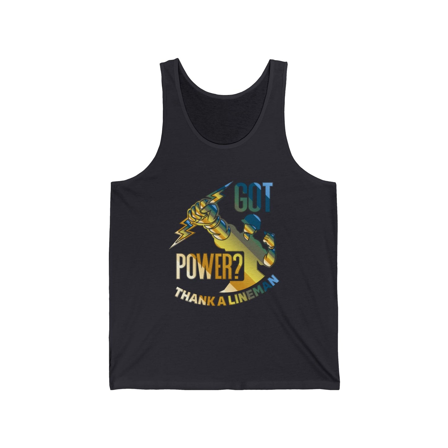 Lineman Tank - Got Power Thank A Lineman - colored chrome