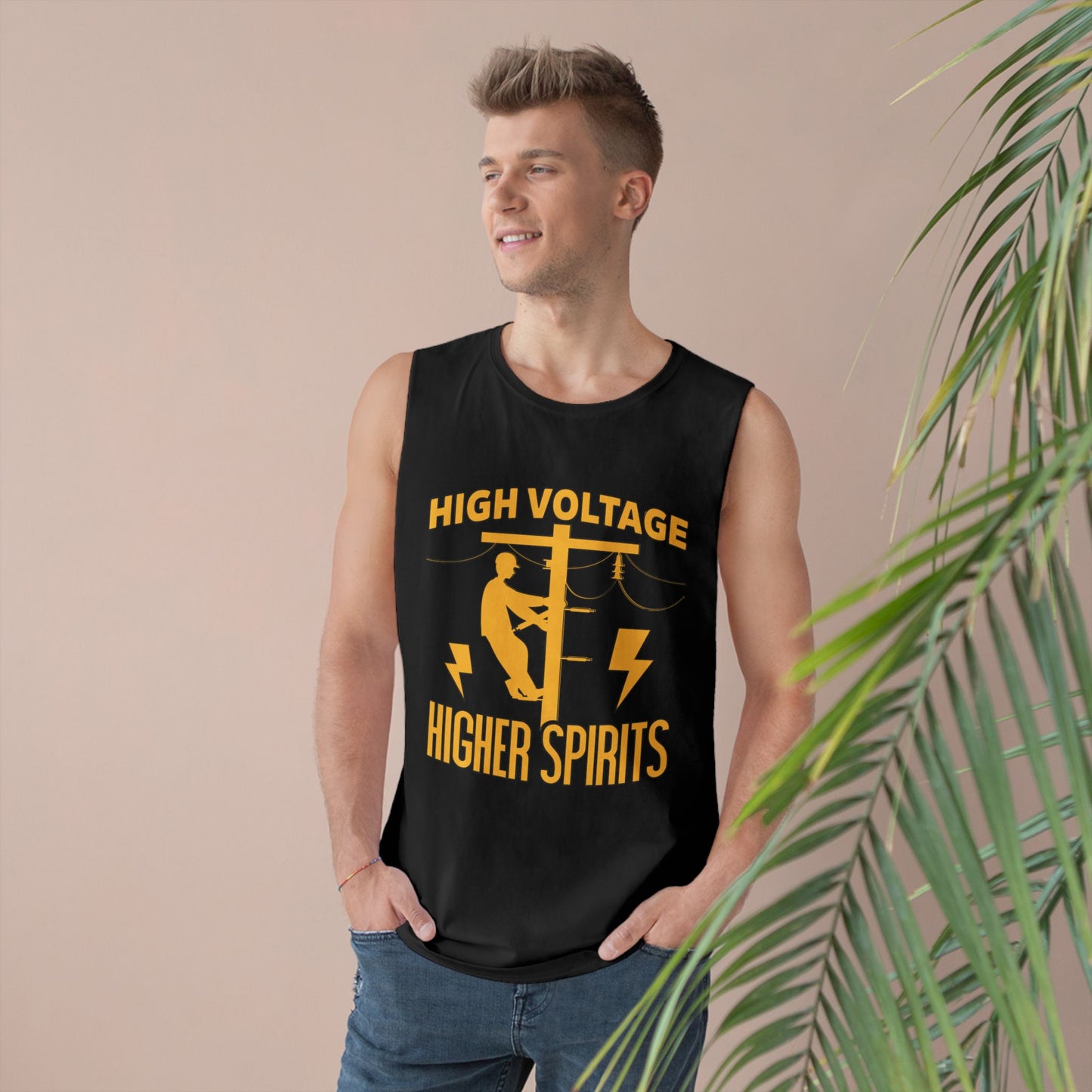 Lineman Tank - High Voltage Higher Spirits-sky 24