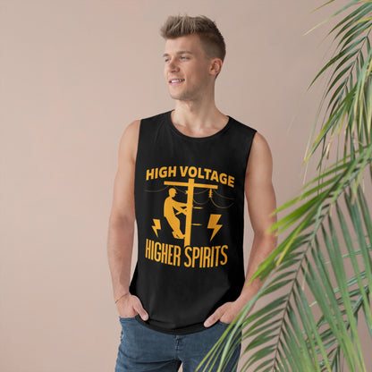 Lineman Tank - High Voltage Higher Spirits-sky 24