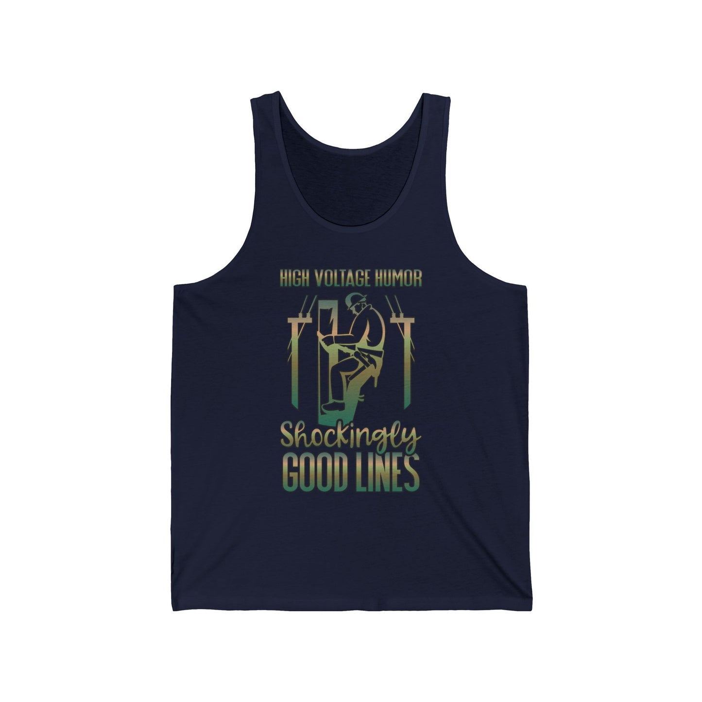 Lineman Tank - High Voltage Humor Shockingly Good Lines-copper patina
