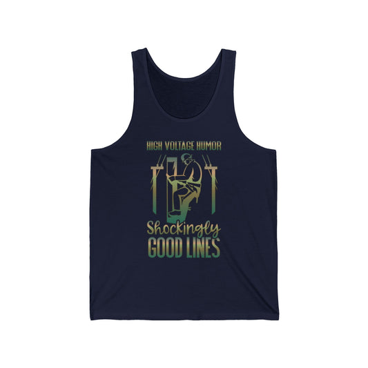 Lineman Tank - High Voltage Humor Shockingly Good Lines-copper patina