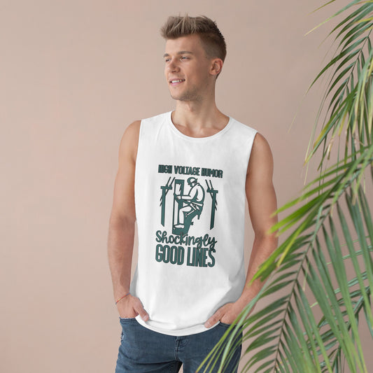Lineman Tank - High Voltage Humor Shockingly Good Lines-copper patina