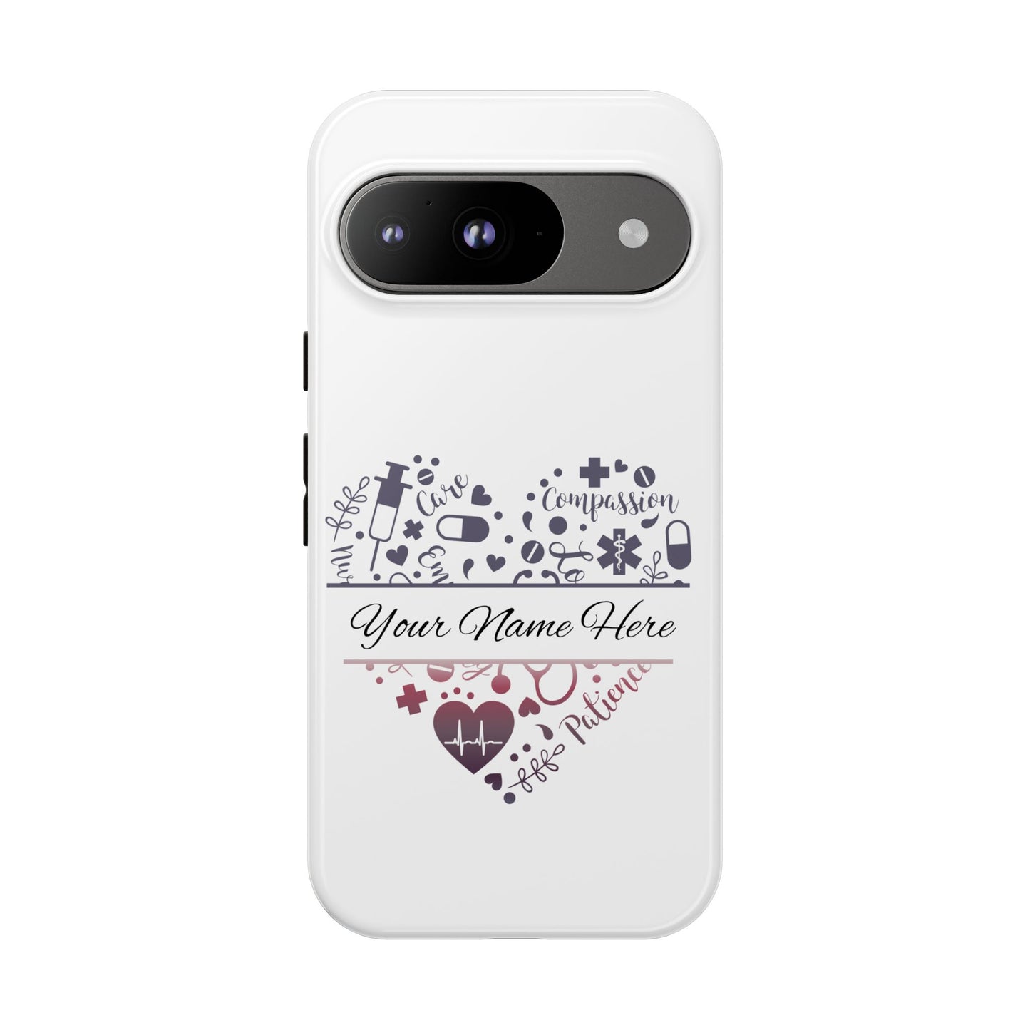 Google Pixel Tough Case - Monogram Heart - White