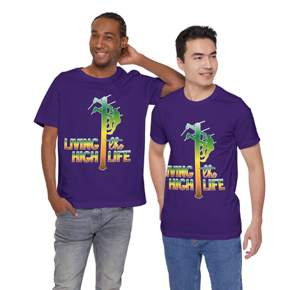 Lineman T-shirt - living the high life - gradient