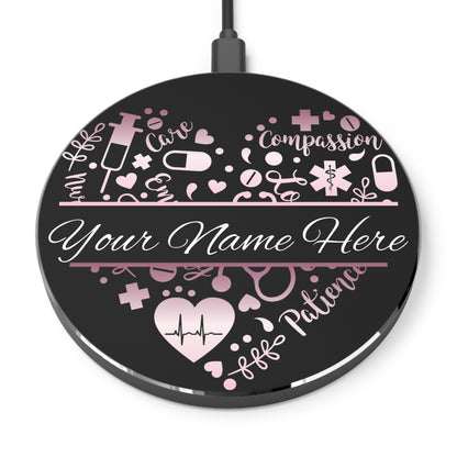 Nurse Monogram Heart Wireless Charger | Fast Charging Pad for Healthcare Professionals