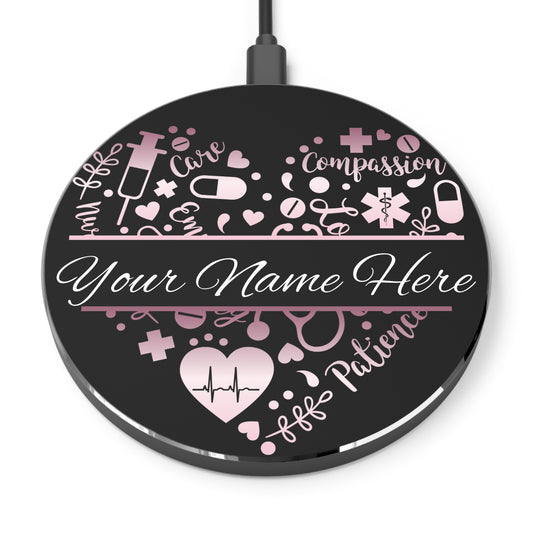 Nurse Monogram Heart Wireless Charger | Fast Charging Pad for Healthcare Professionals