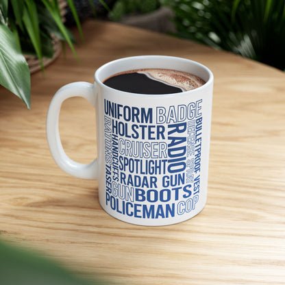 Police Officer Subway Art color Ceramic Mug, (11oz, 15oz)