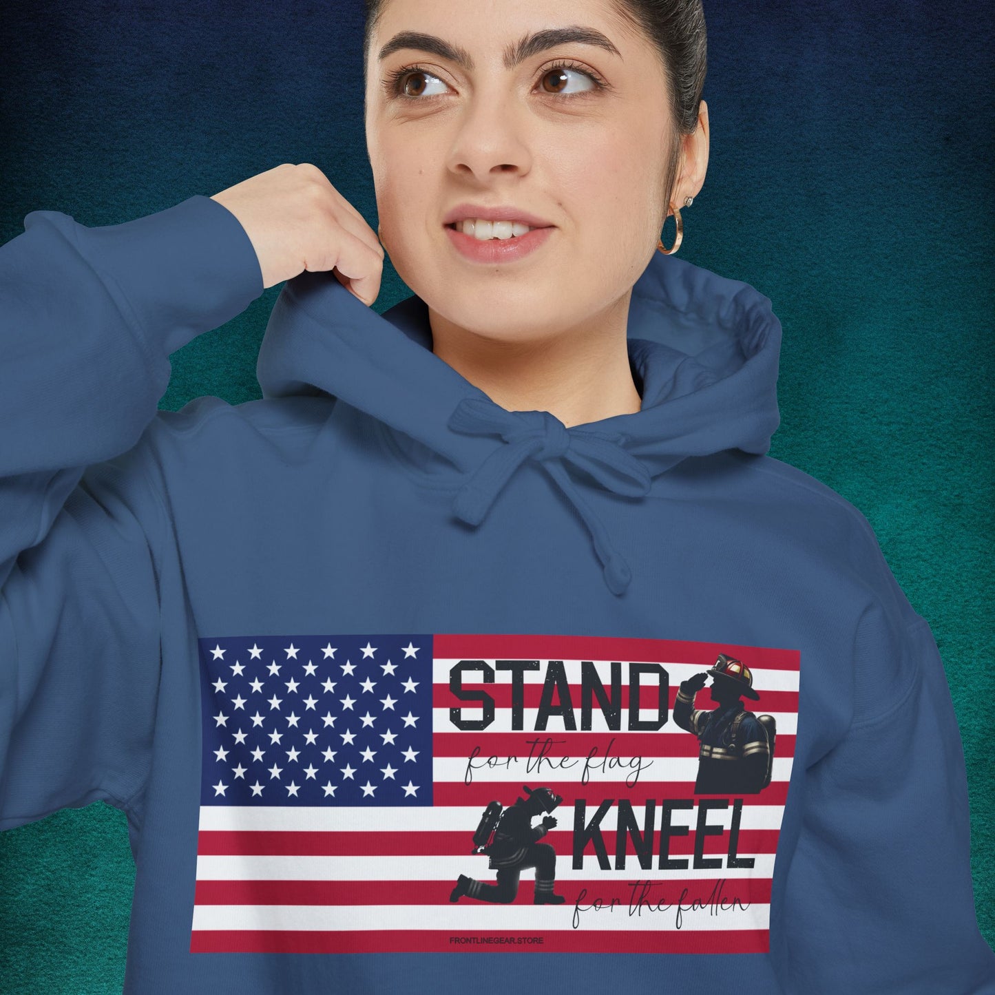 Comfort Colors Stand for the Flag, Kneel for the Fallen Hoodie - Firefighter