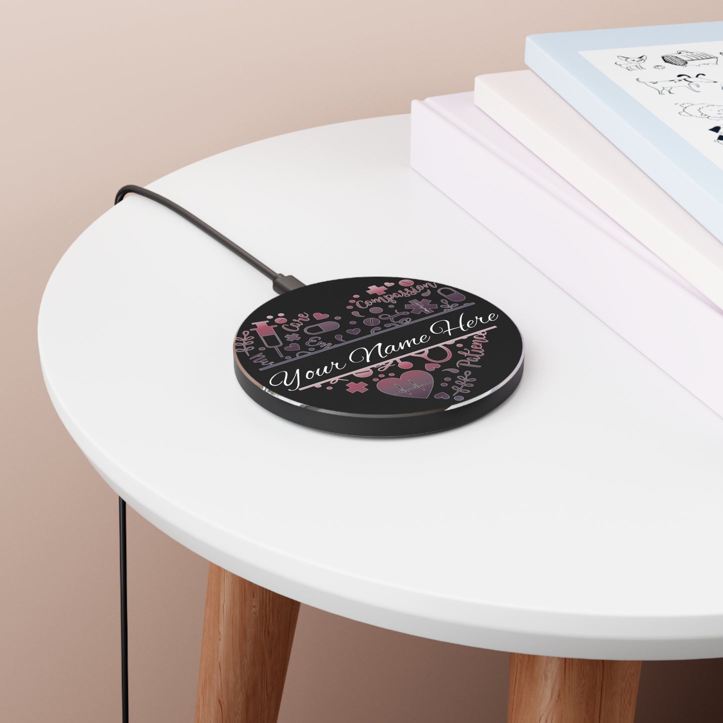 Nurse Monogram Heart Wireless Charger | Fast Charging Pad for Healthcare Professionals