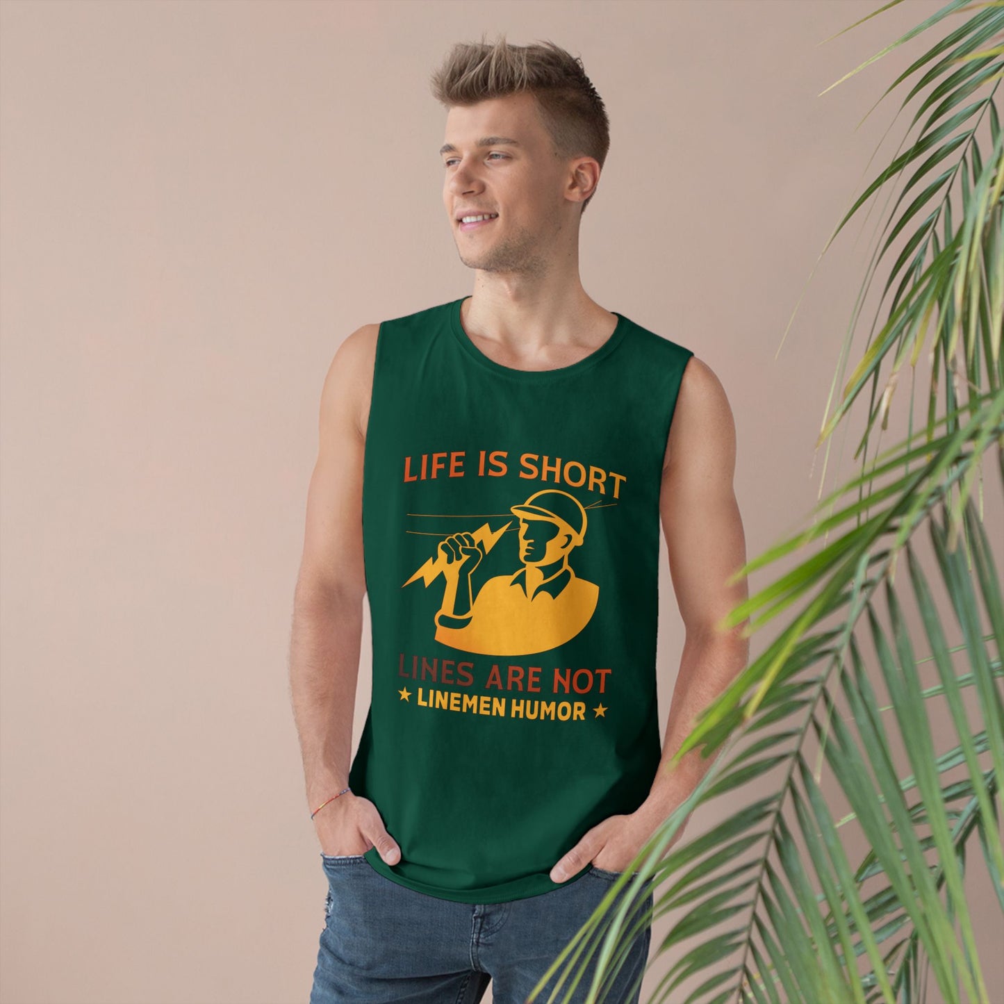 Lineman Tank - Life Is Short Lines Are Not-sky 24