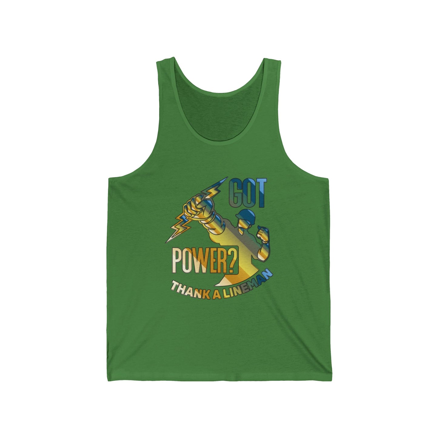 Lineman Tank - Got Power Thank A Lineman - colored chrome