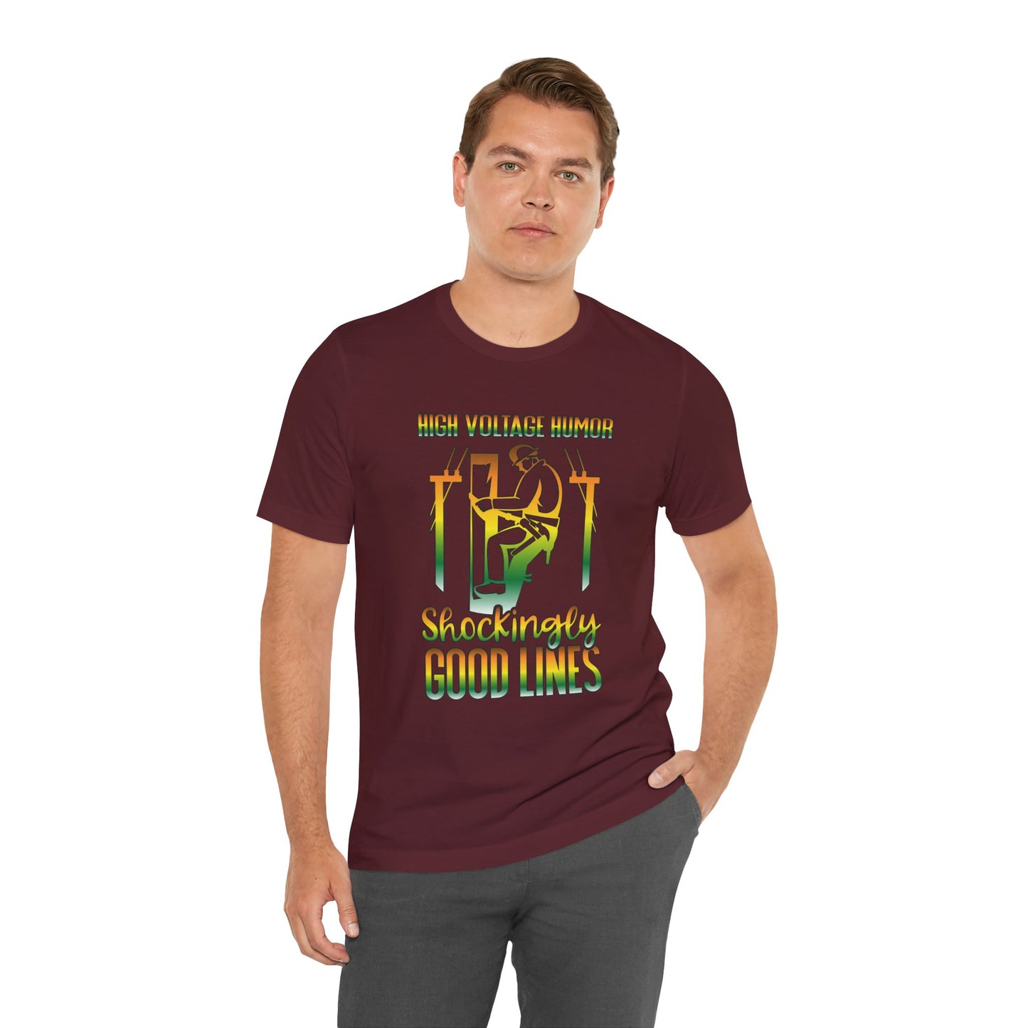 Lineman T-shirt - High Voltage Humor Shockingly Good Lines-gradient