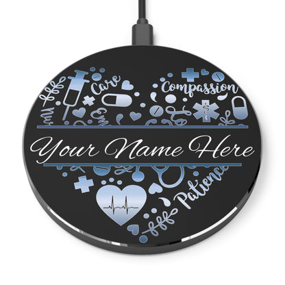 Nurse Monogram Heart Wireless Charger | Fast Charging Pad for Healthcare Professionals