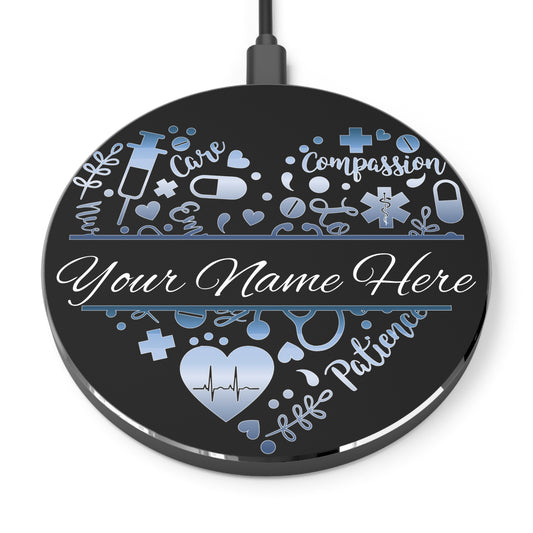 Nurse Monogram Heart Wireless Charger | Fast Charging Pad for Healthcare Professionals