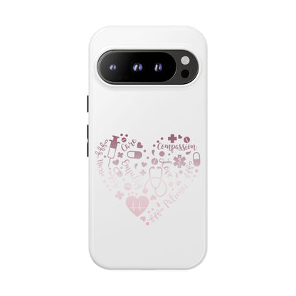 Google Pixel Tough Case - Monogram Heart 1 - White