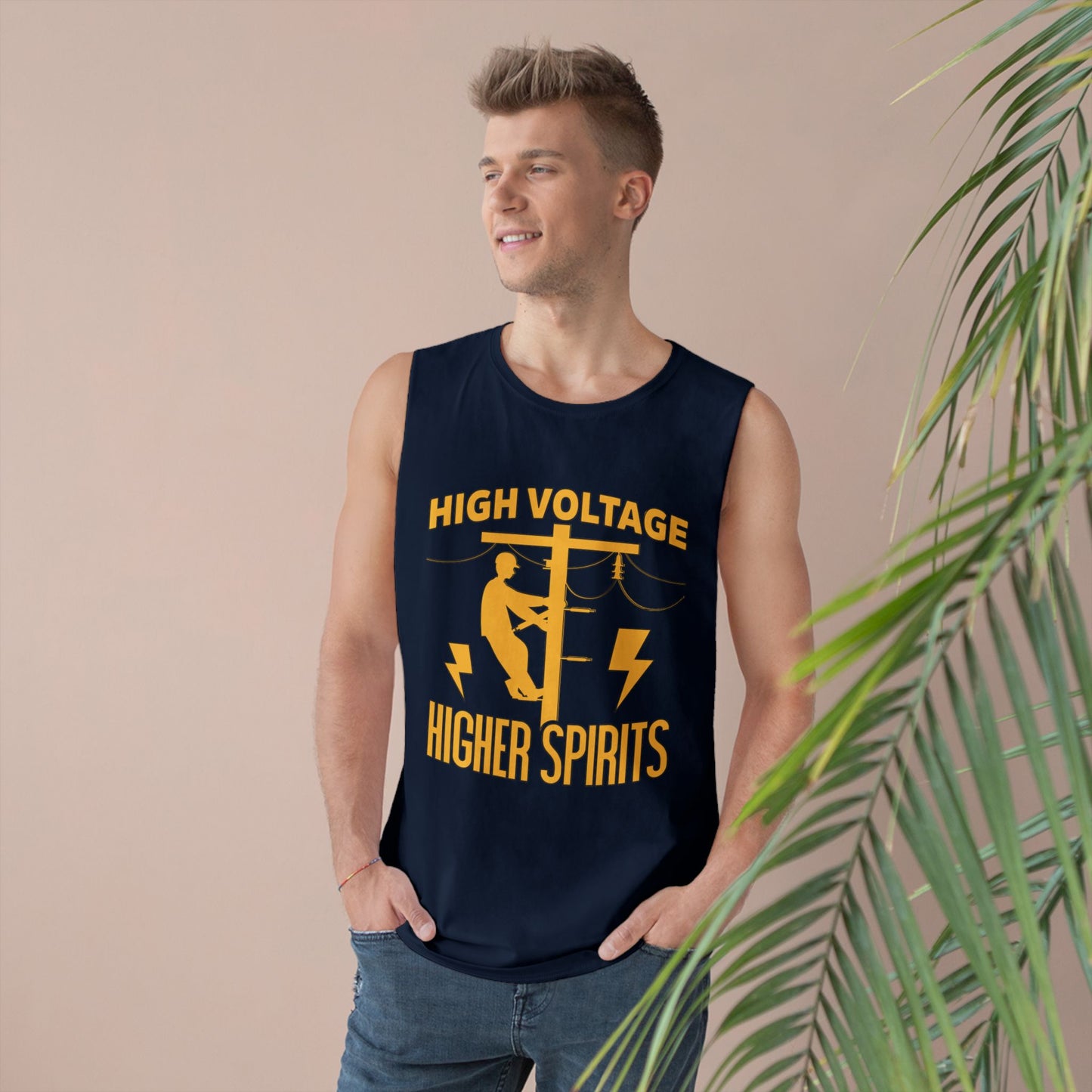 Lineman Tank - High Voltage Higher Spirits-sky 24