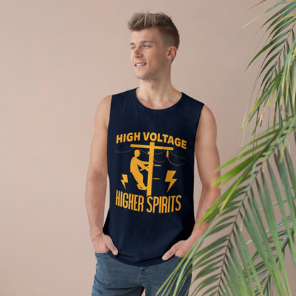 Lineman Tank - High Voltage Higher Spirits-sky 24