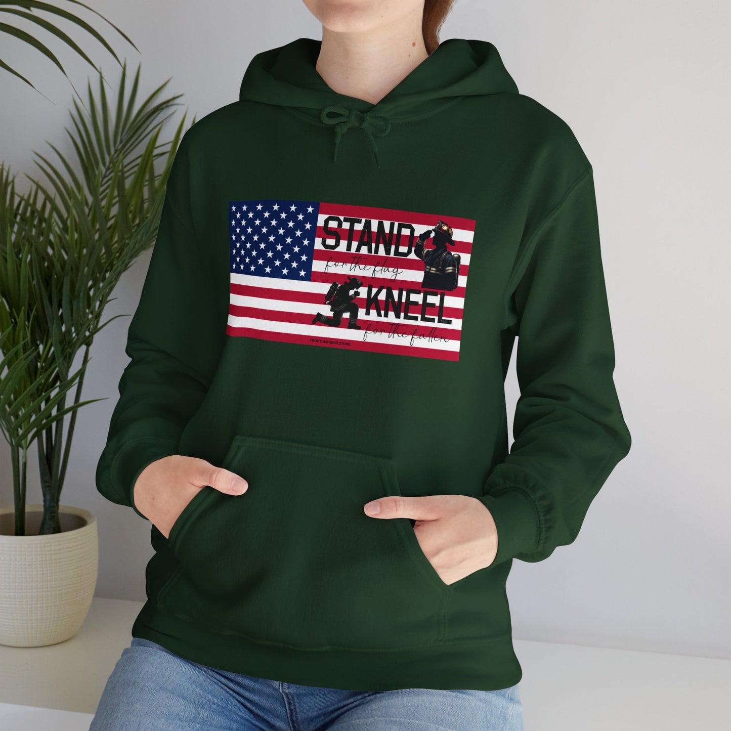 Gildan Stand for the Flag, Kneel for the Fallen Hoodie - fire fighter