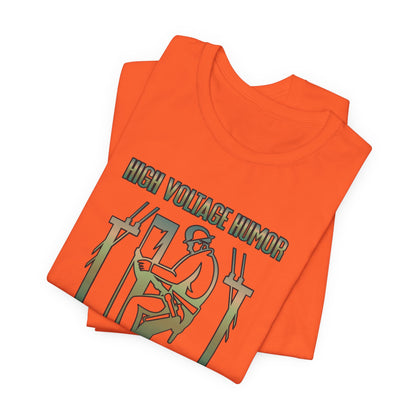 Lineman T-shirt - High Voltage Humor Shockingly Good Lines-copper patina