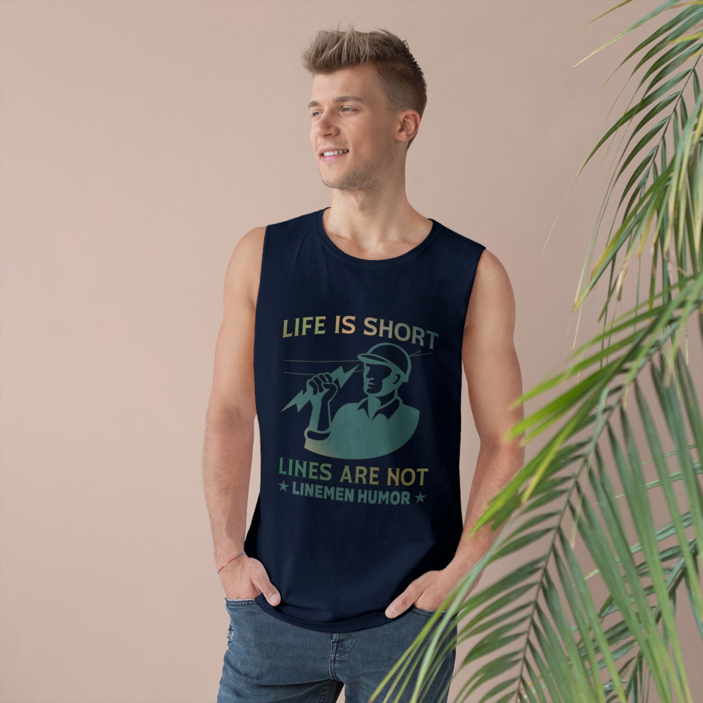 Lineman Tank - Life Is Short Lines Are Not-copper patina