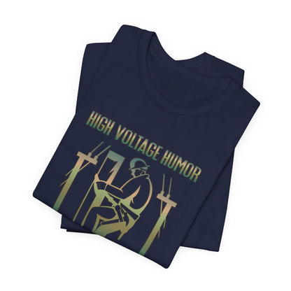 Lineman T-shirt - High Voltage Humor Shockingly Good Lines-copper patina