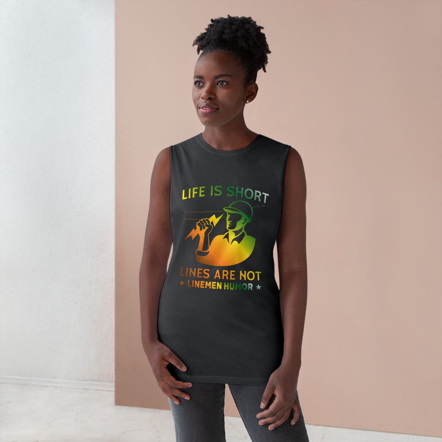 Lineman Tank - Life Is Short Lines Are Not-gradient