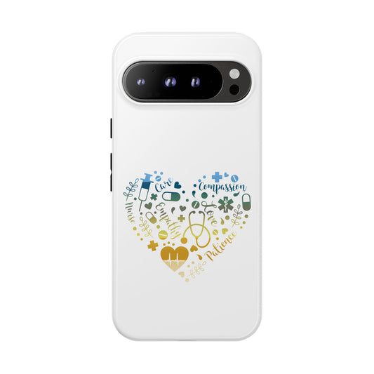 Google Pixel Tough Case - Monogram Heart 1 - White