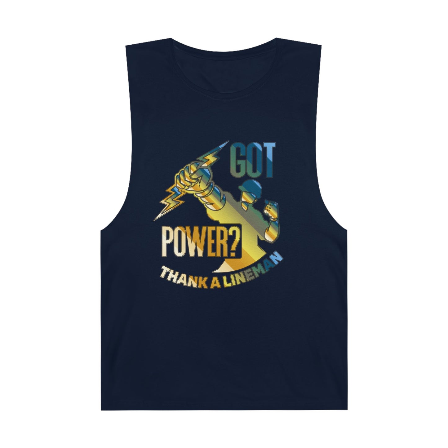 Lineman Tank - Got Power Thank A Lineman - colored chrome