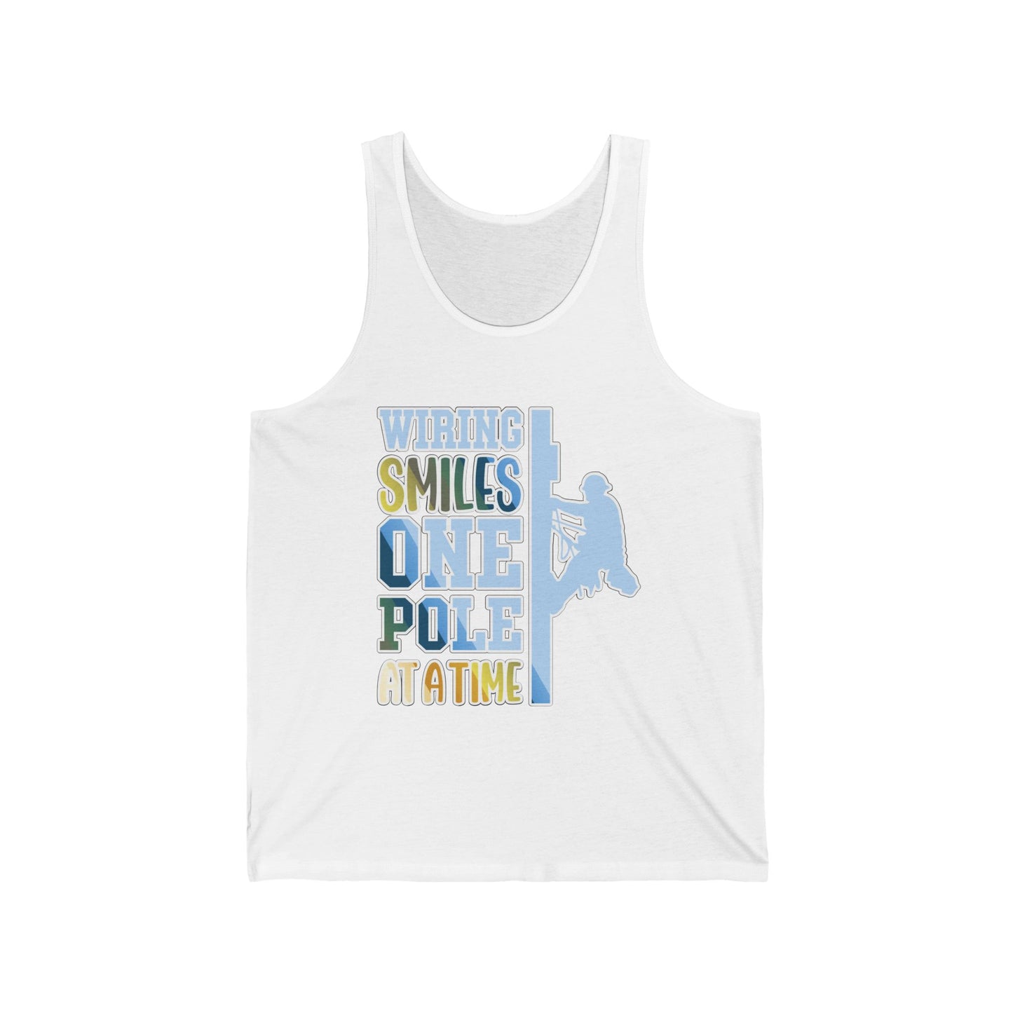 Lineman T-shirt - Wiring Smiles One Pole At A Time-colored chrome