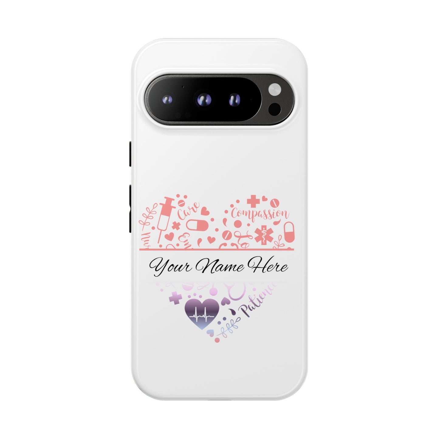 Google Pixel Tough Case - Monogram Heart - White