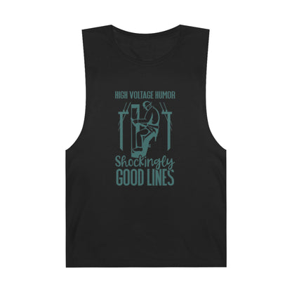 Lineman Tank - High Voltage Humor Shockingly Good Lines-copper patina