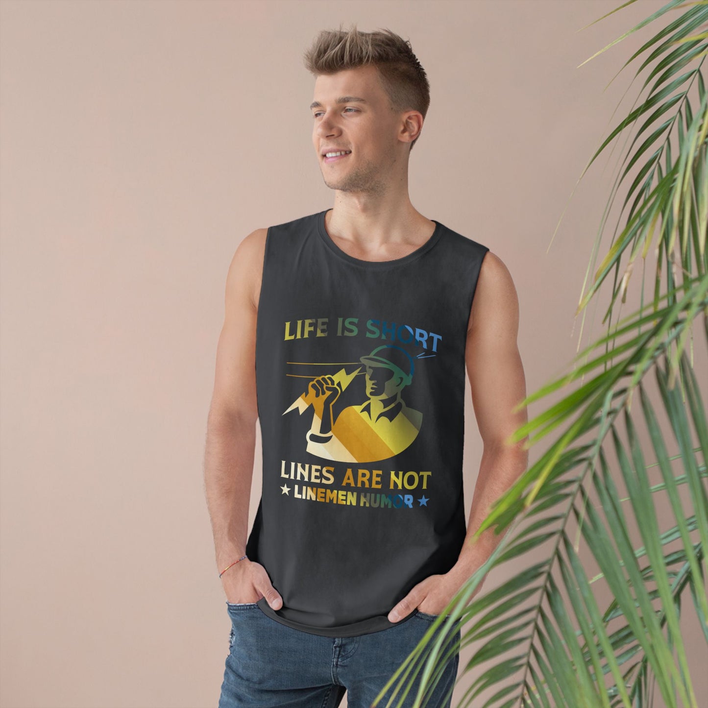 Lineman Tank - Life Is Short Lines Are Not-colored chrome