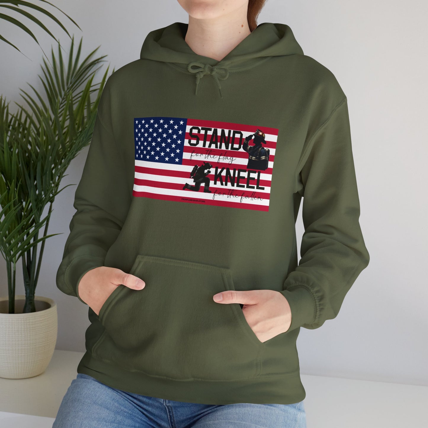 Gildan Stand for the Flag, Kneel for the Fallen Hoodie - fire fighter