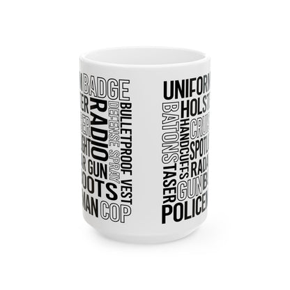 Police Officer Subway Art Ceramic Mug, (11oz, 15oz)