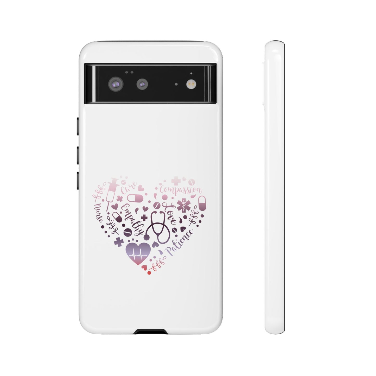 Google Pixel Tough Case - Monogram Heart 1 - White