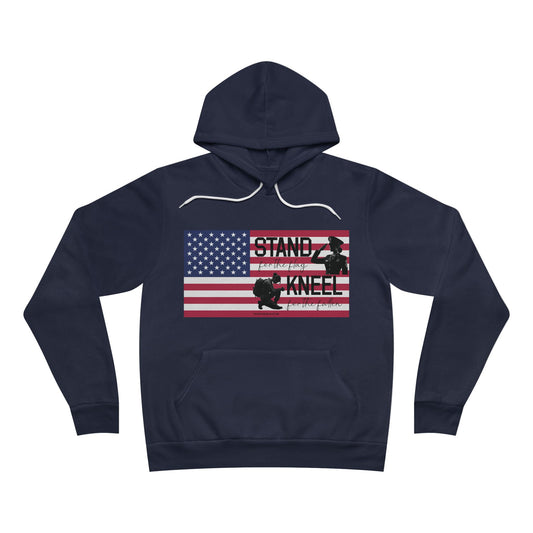 Sponge Fleece Pullover Hoodie - Stand for the Flag, Kneel for the Fallen (female)