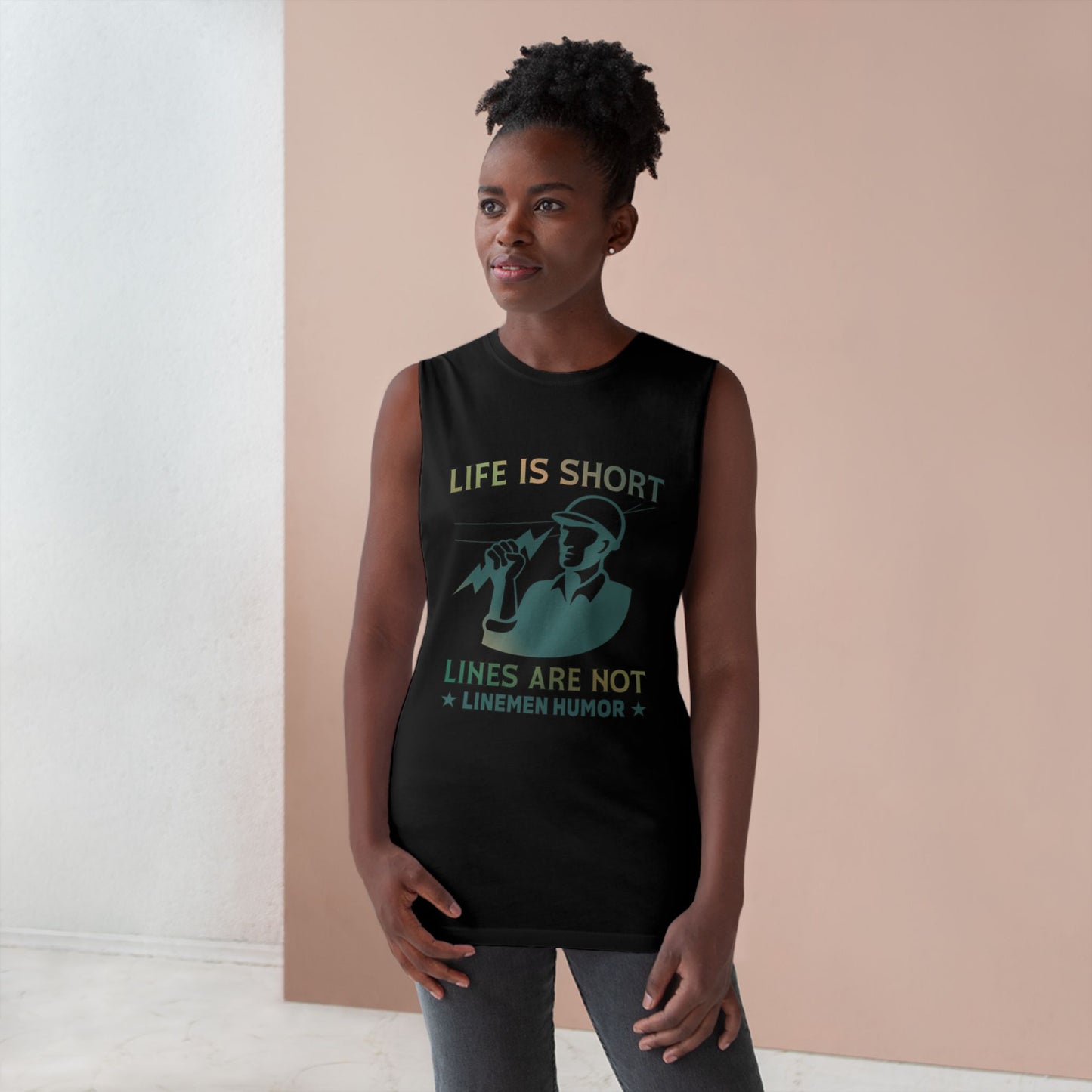 Lineman Tank - Life Is Short Lines Are Not-copper patina