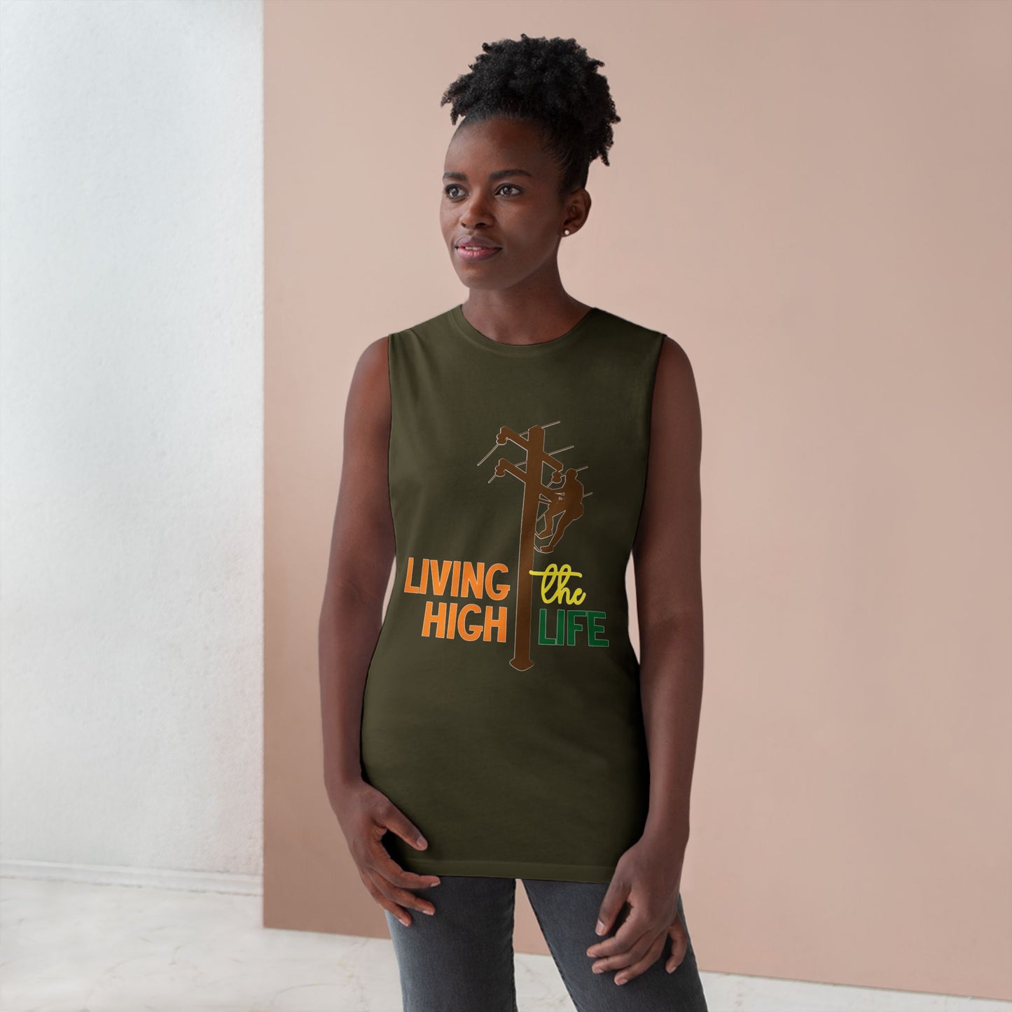 Lineman Tank - living the high life - color