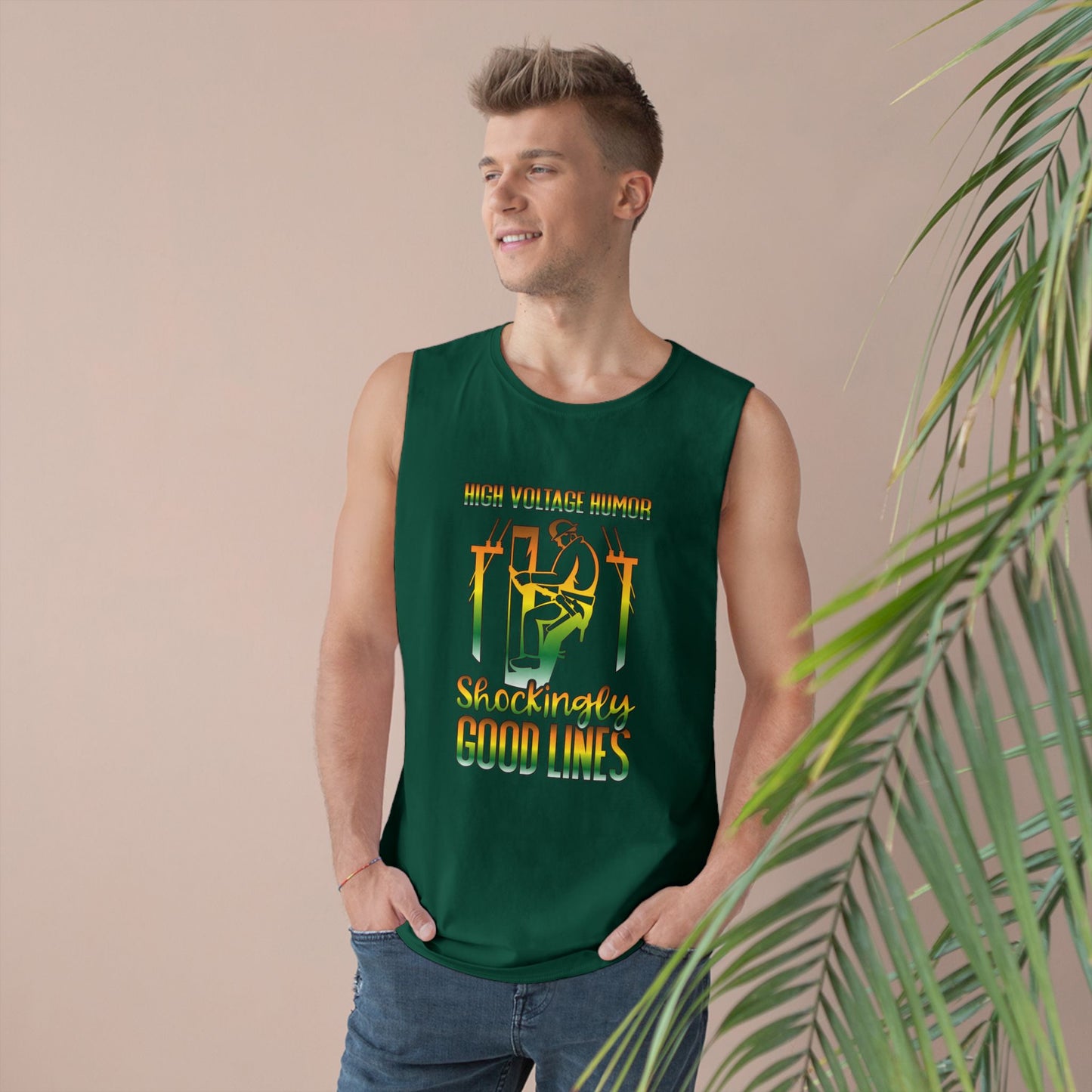 Lineman Tank - High Voltage Humor Shockingly Good Lines-gradient