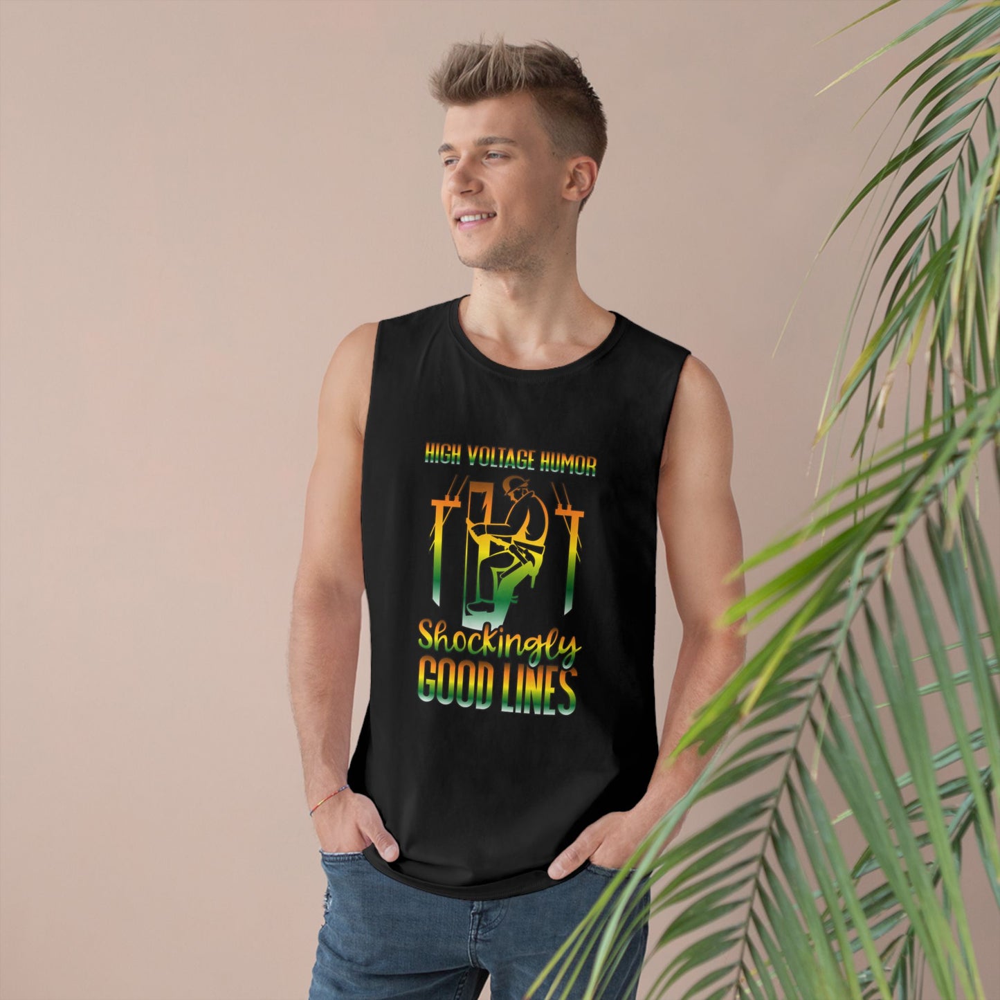 Lineman Tank - High Voltage Humor Shockingly Good Lines-gradient