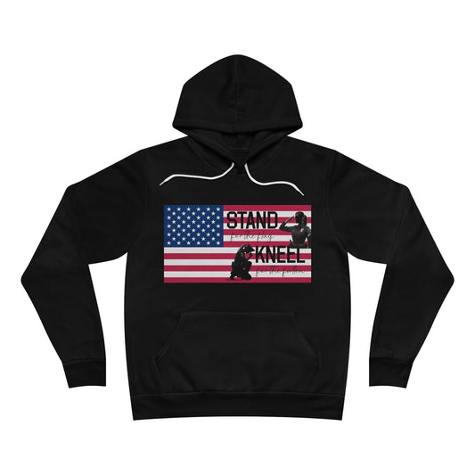 Sponge Fleece Pullover Hoodie - Stand for the Flag, Kneel for the Fallen - Police woman