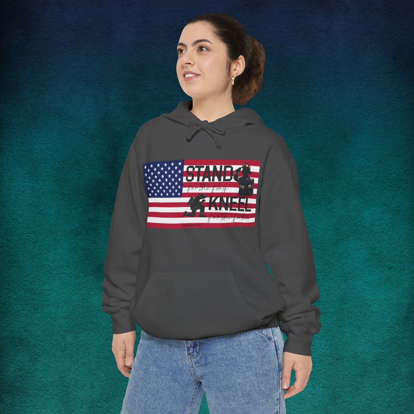 Comfort Colors Stand for the Flag, Kneel for the Fallen Hoodie - Firefighter