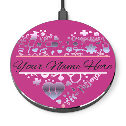 Nurse Monogram Heart Wireless Charger | Fast Charging Pad for Healthcare Professionals