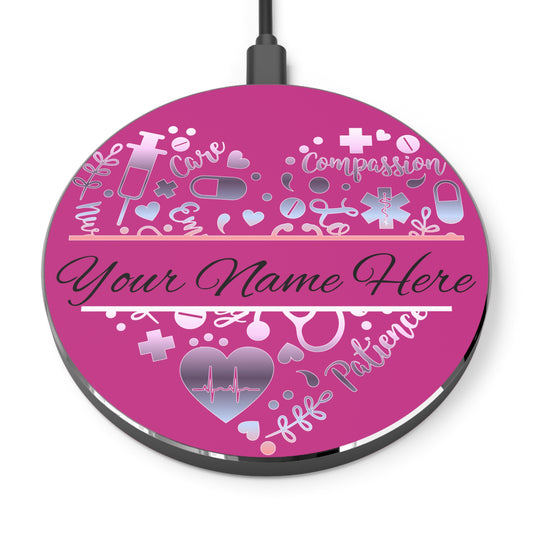 Nurse Monogram Heart Wireless Charger | Fast Charging Pad for Healthcare Professionals