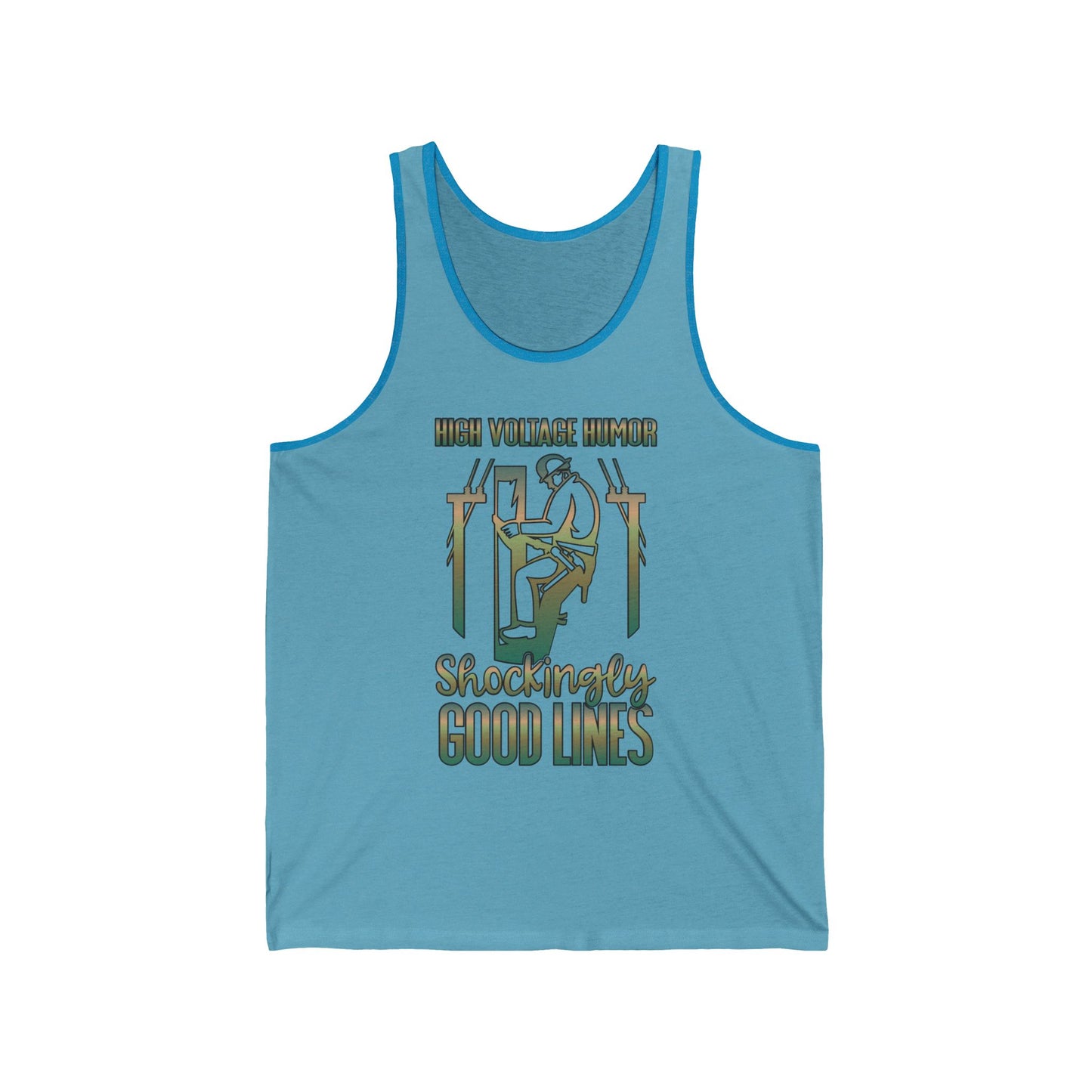 Lineman Tank - High Voltage Humor Shockingly Good Lines-copper patina