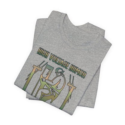 Lineman T-shirt - High Voltage Humor Shockingly Good Lines-copper patina