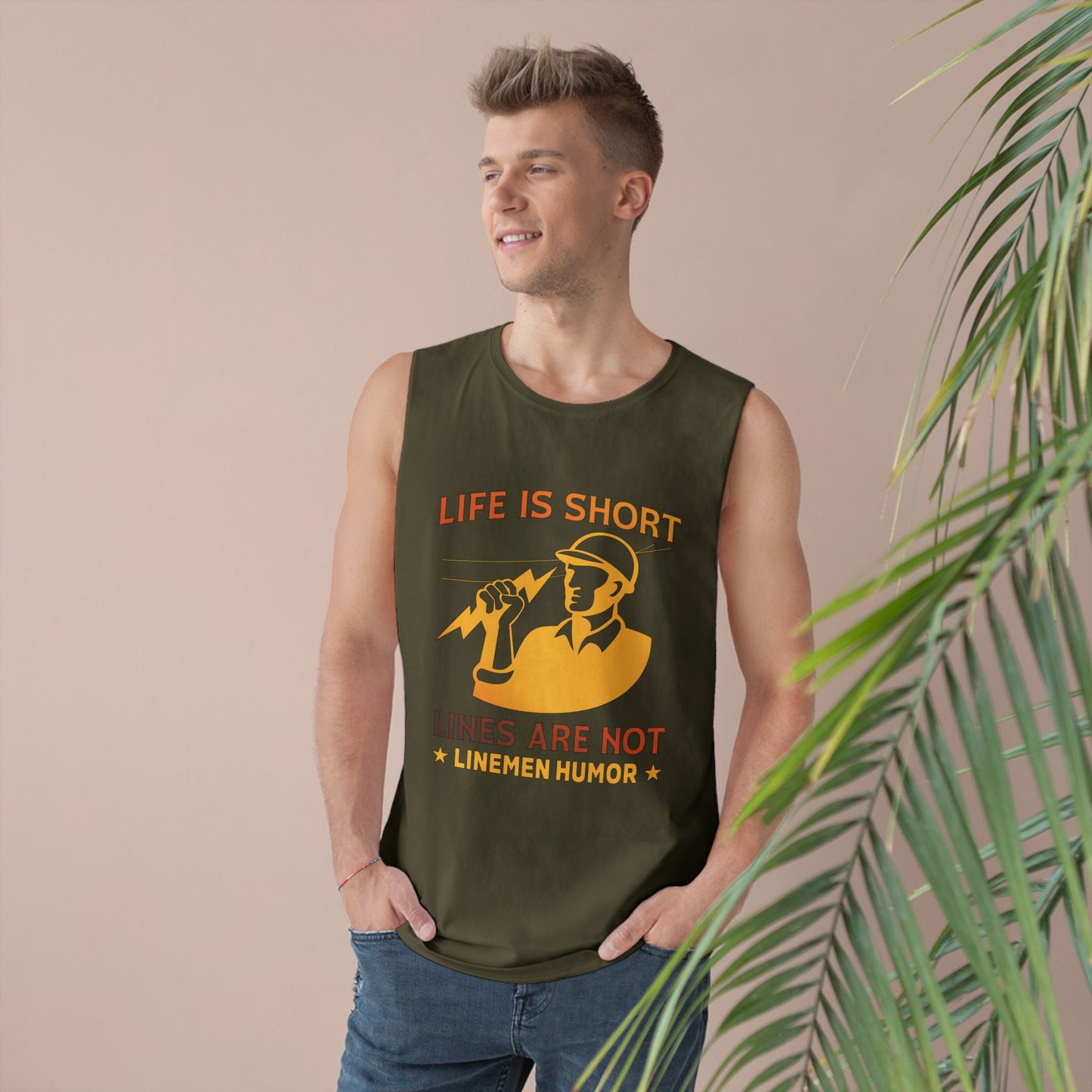 Lineman Tank - Life Is Short Lines Are Not-sky 24