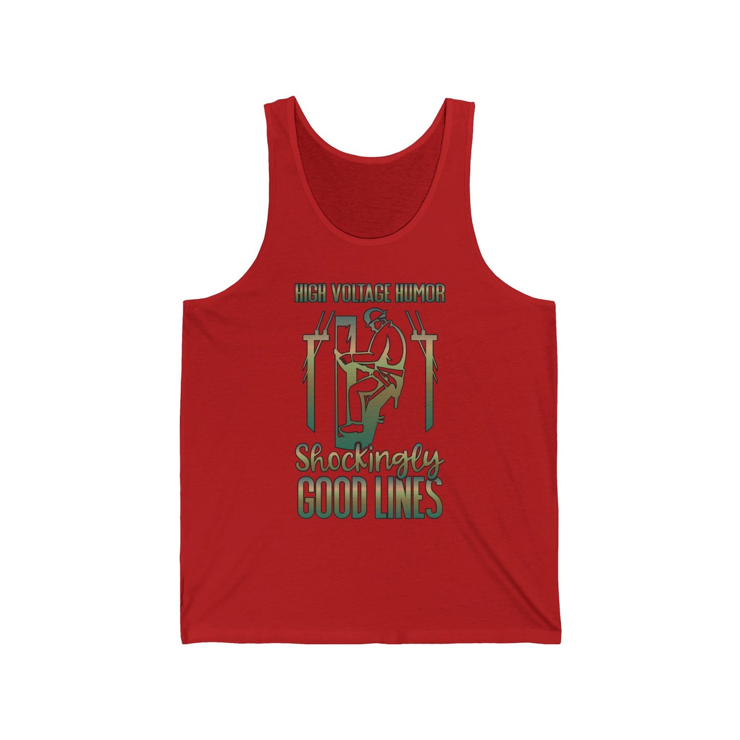 Lineman Tank - High Voltage Humor Shockingly Good Lines-copper patina
