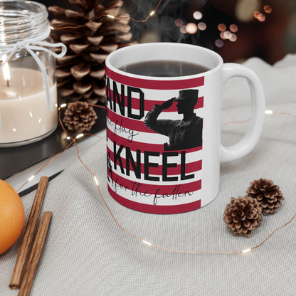 Stand for the flag, Kneel for the fallen (2) Ceramic Mug, (11oz, 15oz)